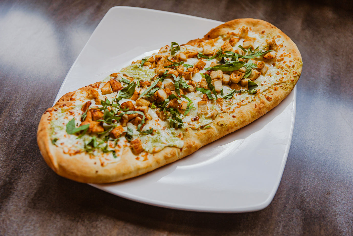 CG Chicken Pesto Alfredo Flatbread Pizza