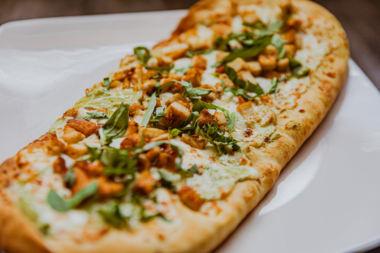 CG Chicken Pesto Alfredo Flatbread Pizza