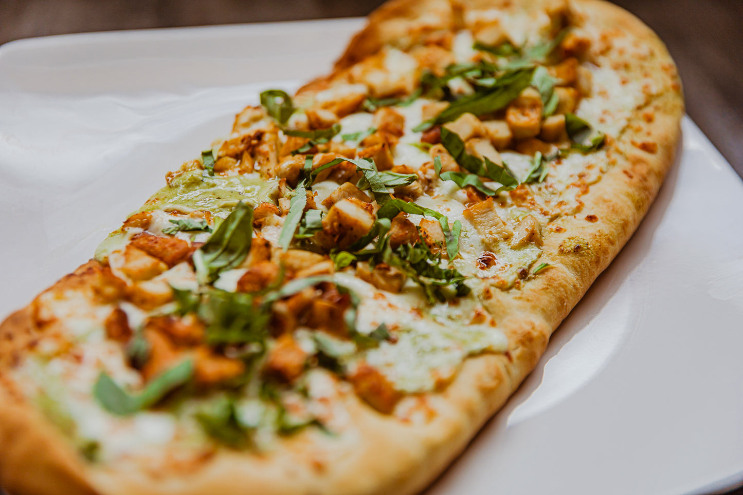 CG Chicken Pesto Alfredo Flatbread Pizza