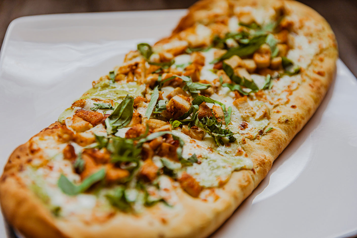 CG Chicken Pesto Alfredo Flatbread Pizza