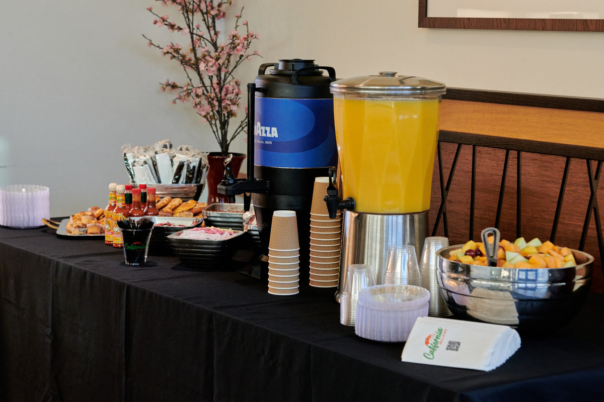 Jug of Orange Juice catering at California Grill & Bar in Whittier