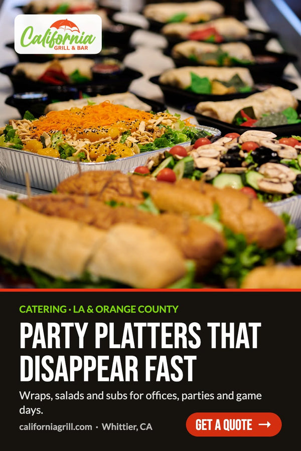 Catering party platters at California Grill & Bar in Whittier
