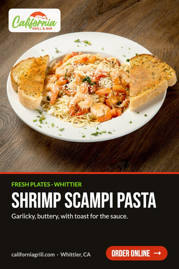 Shrimp scampi pasta at California Grill & Bar in Whittier